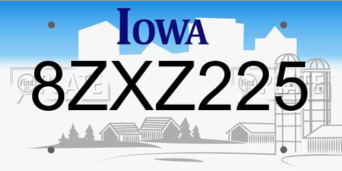 8ZXZ225 Iowa License Plate