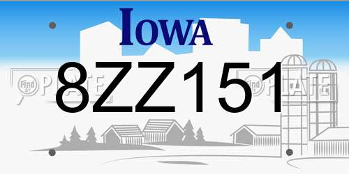 8ZZ151 Iowa License Plate