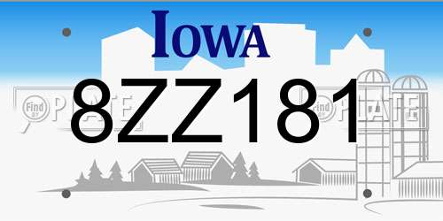 8ZZ181 Iowa License Plate
