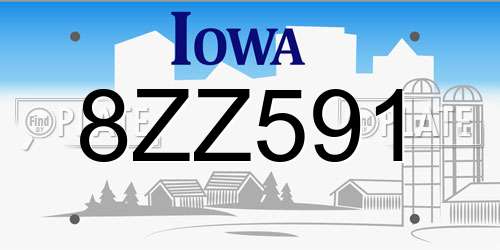 8ZZ591 Iowa License Plate