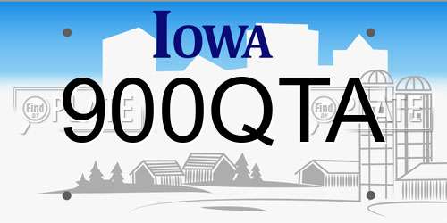 900QTA Iowa License Plate