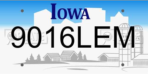 9016LEM Iowa License Plate