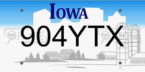 904YTX Iowa License Plate