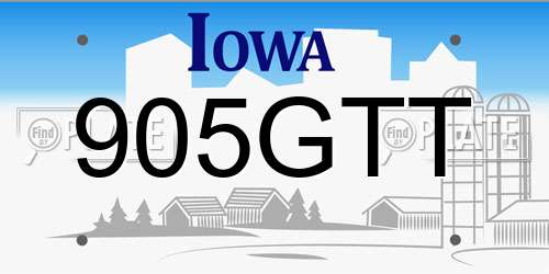 905GTT Iowa License Plate