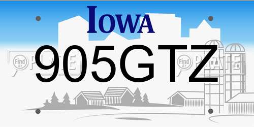 905GTZ Iowa License Plate