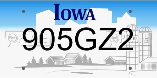 905GZ2 Iowa License Plate