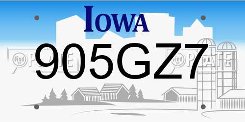 905GZ7 Iowa License Plate