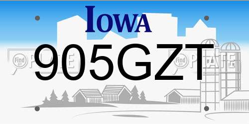 905GZT Iowa License Plate