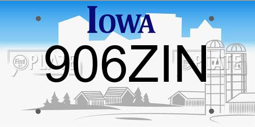 906ZIN Iowa License Plate