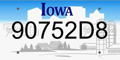 90752D8 Iowa License Plate