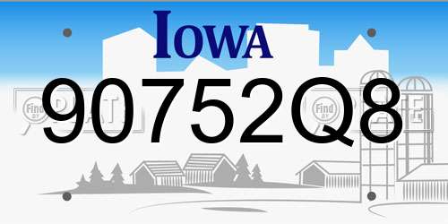 90752Q8 Iowa License Plate