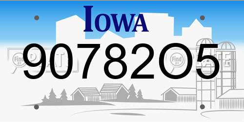 90782O5 Iowa License Plate