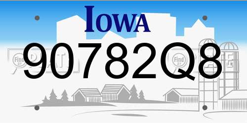 90782Q8 Iowa License Plate