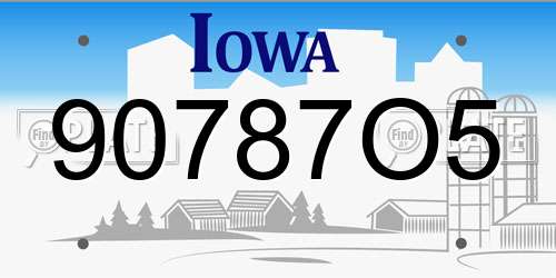 90787O5 Iowa License Plate
