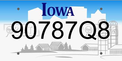 90787Q8 Iowa License Plate