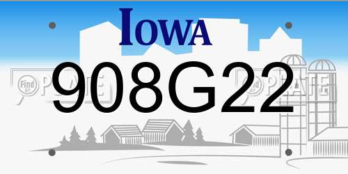 908G22 Iowa License Plate