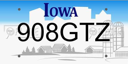 908GTZ Iowa License Plate
