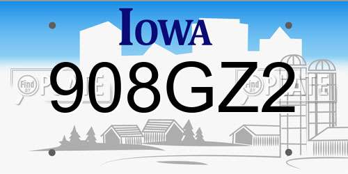908GZ2 Iowa License Plate