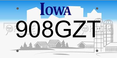 908GZT Iowa License Plate