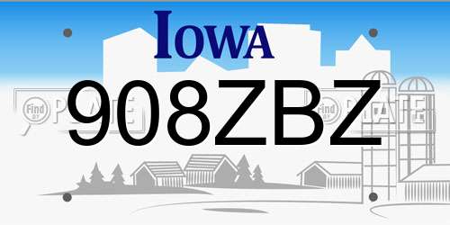 908ZBZ Iowa License Plate
