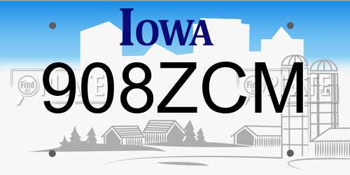 908ZCM Iowa License Plate