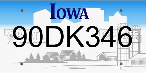 90DK346 Iowa License Plate