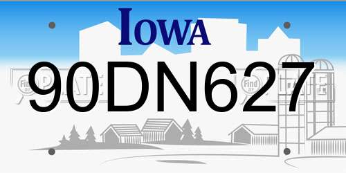 90DN627 Iowa License Plate