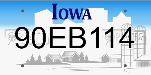 90EB114 Iowa License Plate