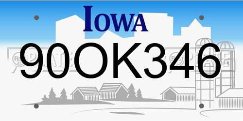 90OK346 Iowa License Plate
