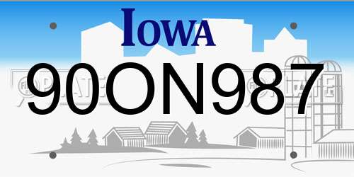 90ON987 Iowa License Plate