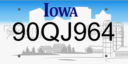 90QJ964 Iowa License Plate