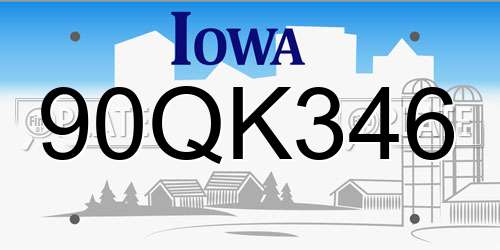 90QK346 Iowa License Plate
