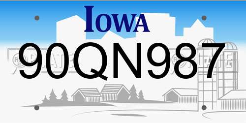 90QN987 Iowa License Plate