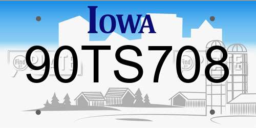90TS708 Iowa License Plate