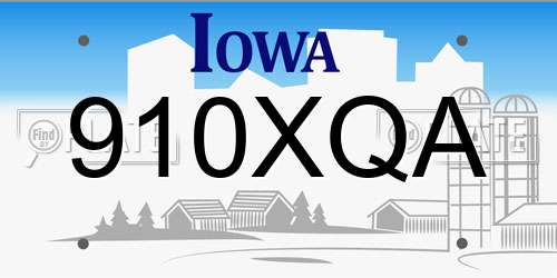 910XQA Iowa License Plate