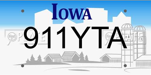 911YTA Iowa License Plate