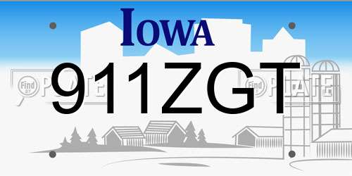 911ZGT Iowa License Plate