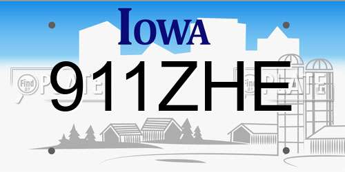 911ZHE Iowa License Plate