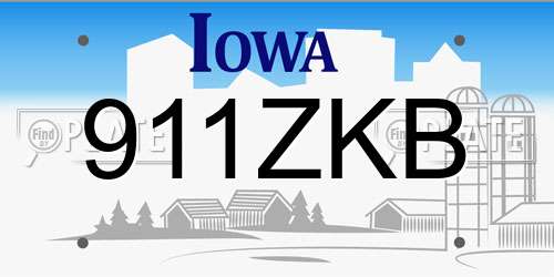 911ZKB Iowa License Plate