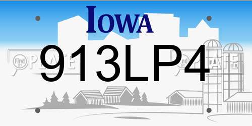 913LP4 Iowa License Plate