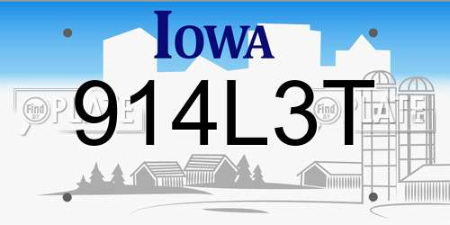 914L3T Iowa License Plate