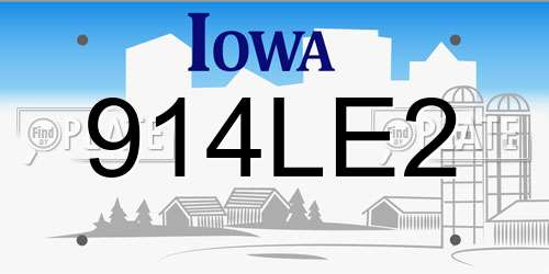 914LE2 Iowa License Plate