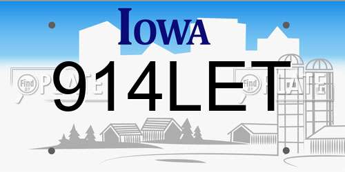914LET Iowa License Plate