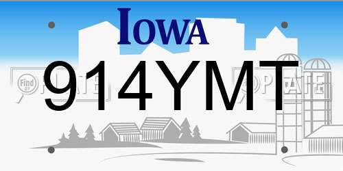914YMT Iowa License Plate