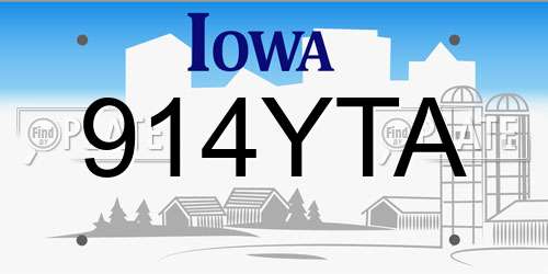 914YTA Iowa License Plate