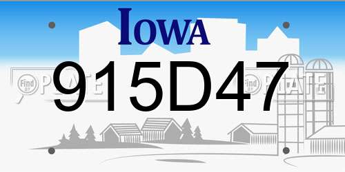 915D47 Iowa License Plate