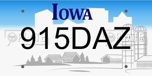 915DAZ Iowa License Plate