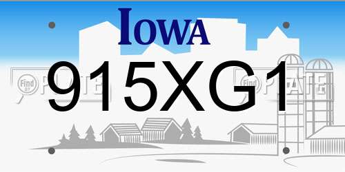 915XG1 Iowa License Plate