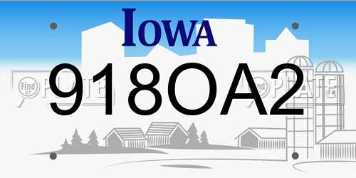 918OA2 Iowa License Plate