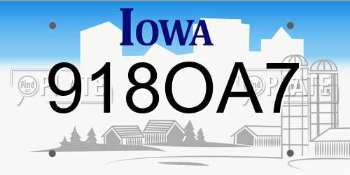 918OA7 Iowa License Plate